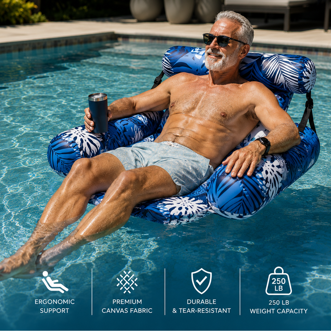 Aloha Inflatable Water Hammock with Armrests